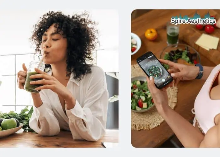 Image of woman looking into her diet and fat freezing Midhurst to improve her health
