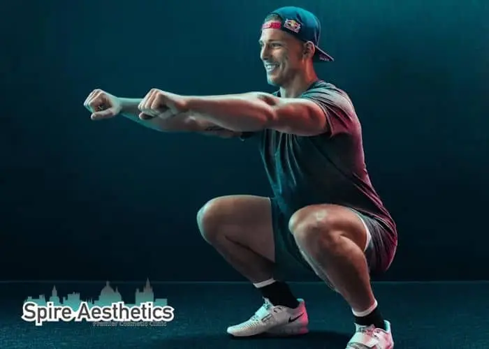 Image of man build leg muscle Midhurst through exercise